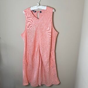 Lands End 100% Linen Tank Swing Dress Womens 2X 20W 22W Orange Coastal Beach